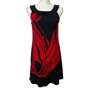 B. DARLIN Women’s Career Business Dress Sz 5/6 Black & Red Sleeveless Stretch